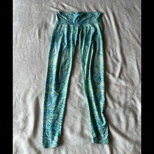 Green teeki leggings. Moisture wicking. Perfect for hot yoga or lounging.
